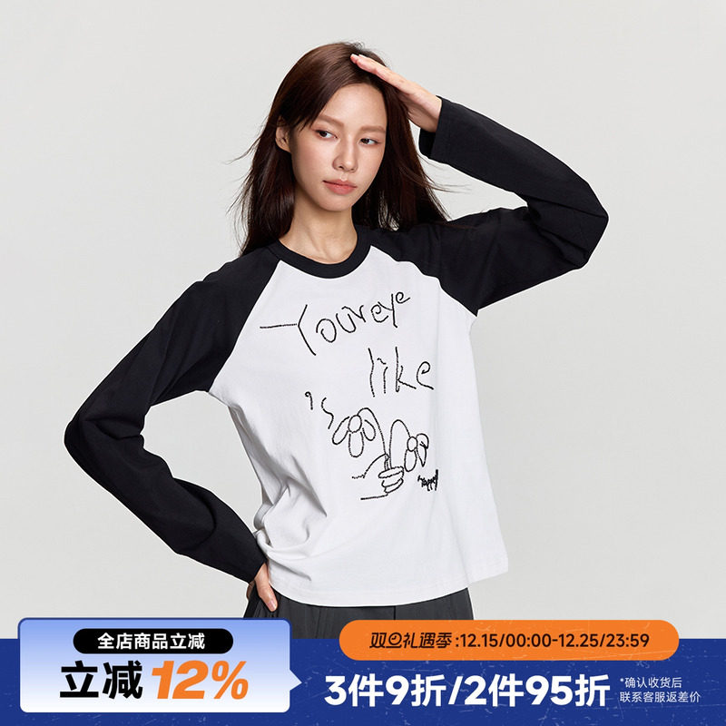 RAPPEYE复古撞色拼接长袖T恤