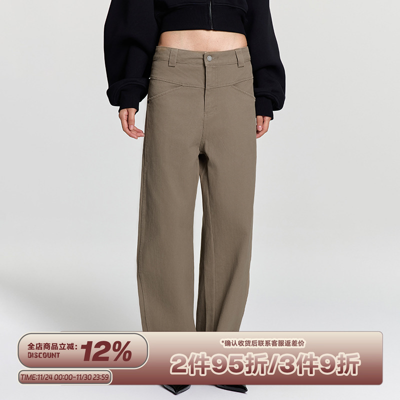 RAPPEYE日系阔腿酵洗弯刀工装裤