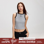 辣妹显瘦内搭无袖 RAPPEYE 美式 T恤上衣刺绣撞色针织背心女夏外穿