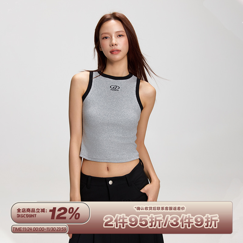 RAPPEYE刺绣外穿短款撞色背心