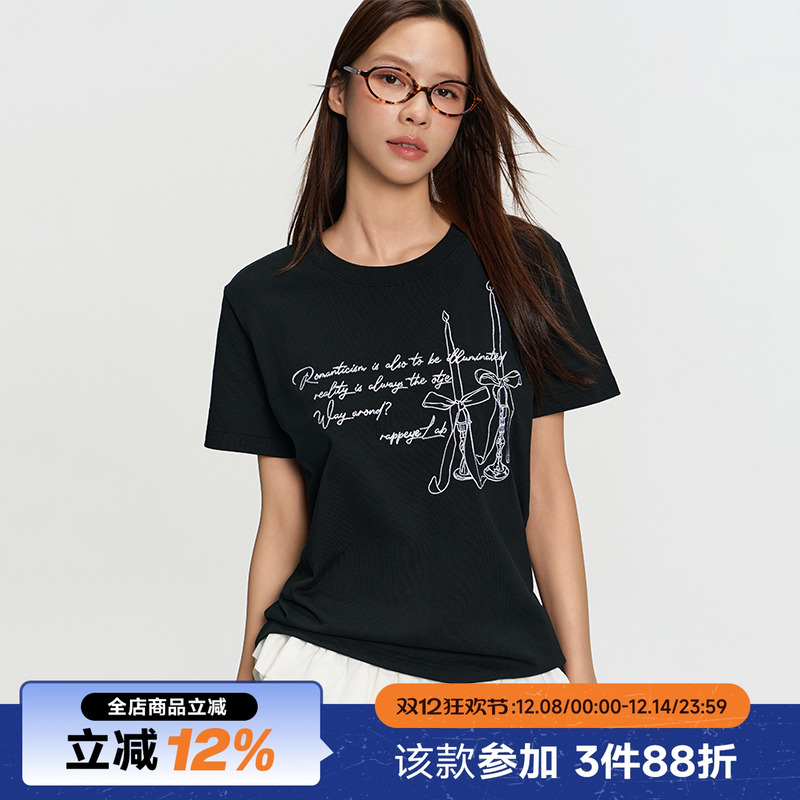 RAPPEYE蝴蝶结烛台短袖刺绣T恤
