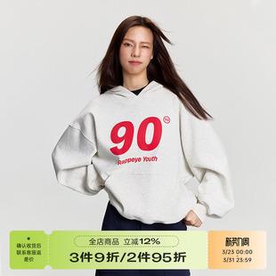 帽衫 重磅复古潮牌情侣款 休闲宽松印花90连帽加绒卫衣 美式 RAPPEYE