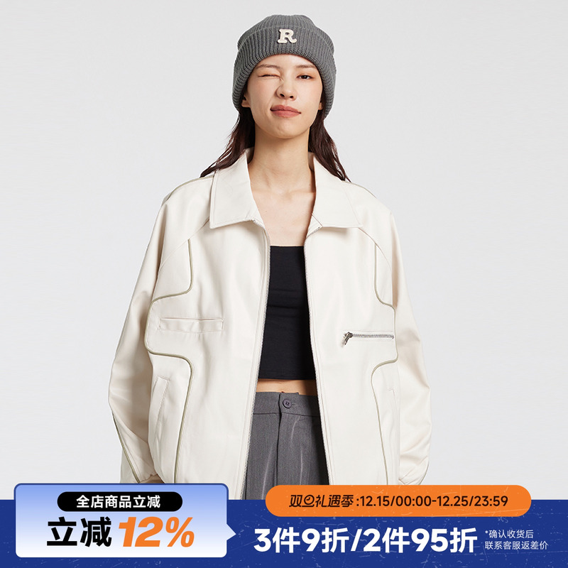 【潮WOO专属】RAPPEYE轮廓机车皮衣外套男春秋PU皮质复古情侣夹克