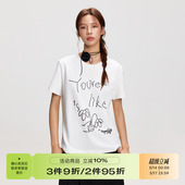宽松休闲圆领T恤上衣女 字母钉珠设计感夏季 RAPPEYE 珠绣正肩短袖