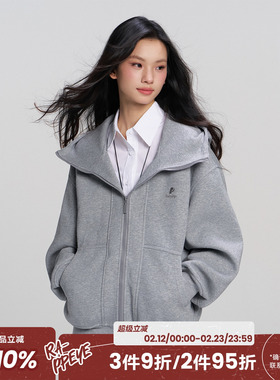 RAPPEYE 重磅廓形连帽美式复古宽松情侣开衫外套上衣机能拉链卫衣