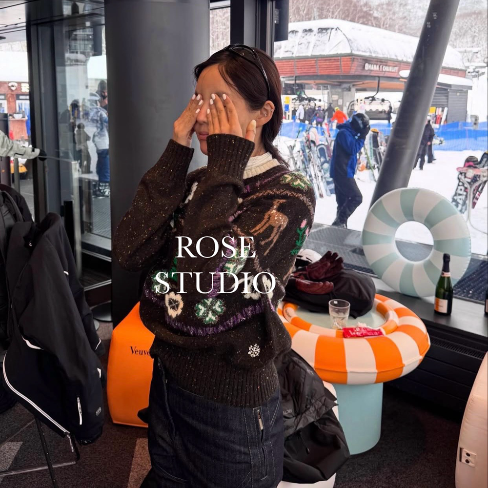 立体刺绣麋鹿羊绒混纺毛衣开衫