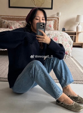 26早春 ROW Riaco水洗浅蓝色修身显瘦中腰直筒九分牛仔裤