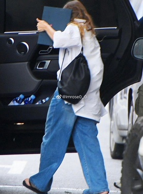 ROW 复古时髦高级 Egli Jeans蓝色手工水洗中腰宽腿 阔腿牛仔裤