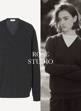 ROW Isaora 碳灰色V领羊绒羊毛毛衣 基础百搭套头针织衫