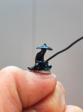 手办古代侠客姜太公钓鱼微缩人物江湖故人微景观盆景小人寒江孤影