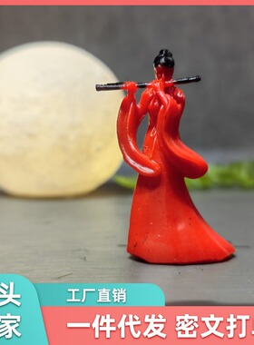 撑伞美女 吹笛子江湖故人3D 小树脂微缩物模型 微摆件微景观造型