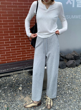 SEAWHEN海维恩精织毛圈慵懒风卫裤高腰休闲裤显瘦九分女裤子秋