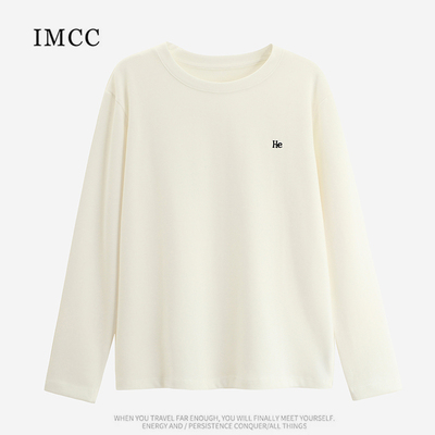 长袖通勤常规刺绣棉T女