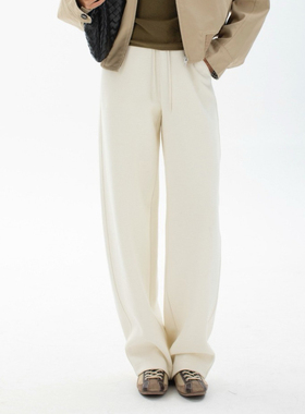 SEAWHEN海维恩冬新款气质洋气简约干练肌理感加厚保暖窄腰羊毛裤