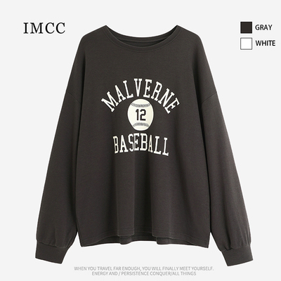 长袖通勤常规印花棉T女