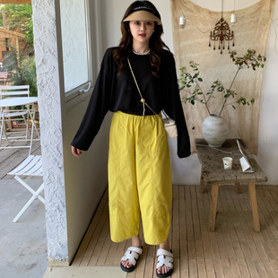 SEAWHEN海维恩立体剪裁花苞裤女25夏宽松显瘦百搭薄款阔腿九分裤