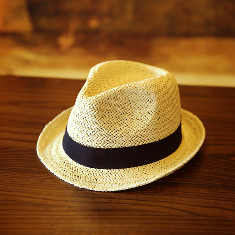 帽子亲子夏天休闲时尚百搭沙滩草帽小礼帽英伦爵士帽男女士韩版潮
