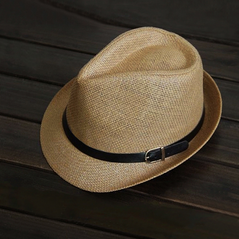 度假旅游帽子男士夏天镂空小礼帽基础款夏季时尚小沿草帽女爵士帽