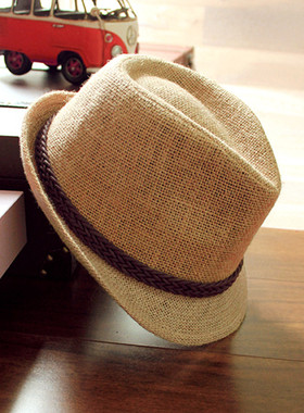 度假帽子女防晒夏天复古鸭舌草帽英伦爵士礼帽海边沙滩男士韩版潮