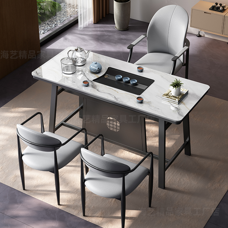 现代简约岩板茶桌椅一体烧水壶