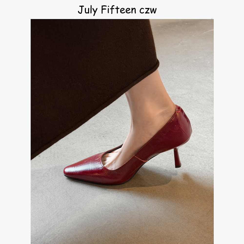 头层羊皮尖头7cm细跟浅口单鞋女2026春夏新款气质百搭通勤高跟鞋