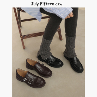 复古一脚蹬低跟单鞋 女皮带扣小皮鞋 英伦风乐福鞋 头层羊皮2026新款