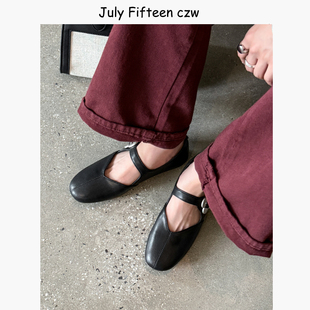 芭蕾奶奶鞋 法式 平底百搭浅口单鞋 女2026新款 金属一字扣玛丽珍鞋