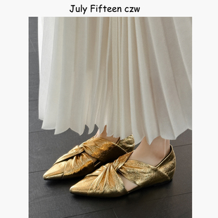 女气质百搭尖头内增高单鞋 手工褶皱交叉带玛丽珍鞋 法式 2026新款