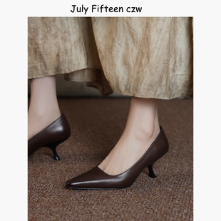 职业通勤工作鞋 女高跟鞋 不累脚 真皮气质尖头细跟浅口单鞋 2026新款