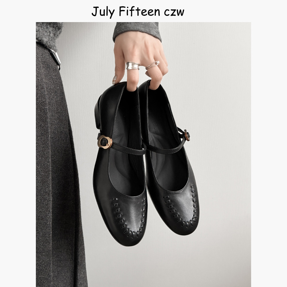 头层牛皮~复古玛丽珍鞋女2026新款一字带扣小皮鞋圆头3cm粗跟单鞋,女鞋,玛丽珍鞋,淘宝优惠券,粉丝福利购,淘宝优惠卷