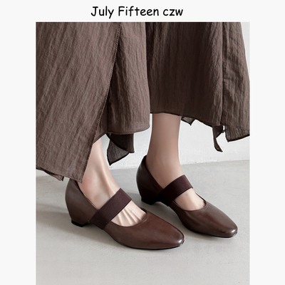 头层牛皮法式复古内增高玛丽珍鞋