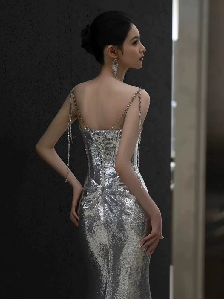 Colored elite evening dress, high-quality style, bright catchy style, "fish tail" cut