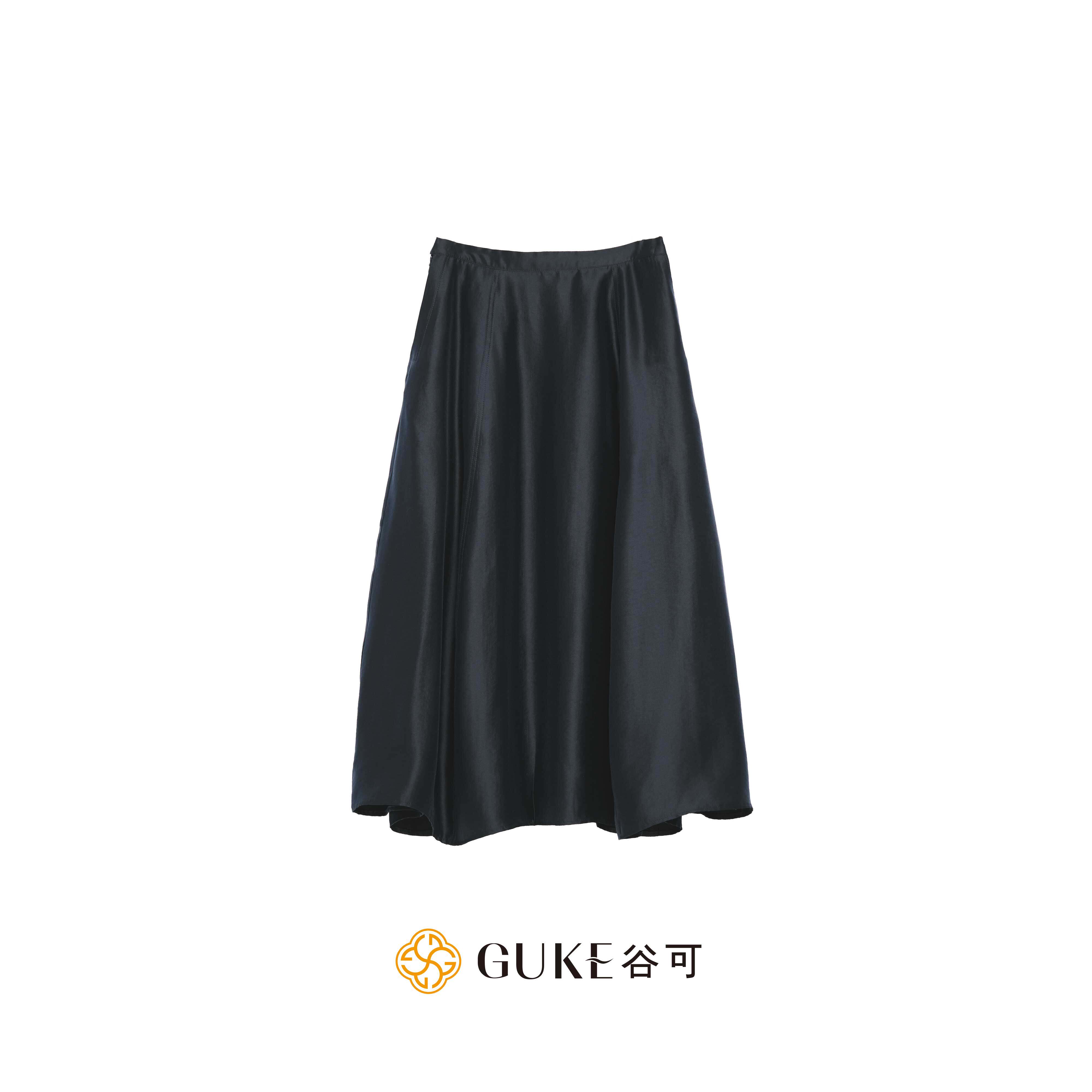 谷可高腰A字抽褶显瘦半身裙