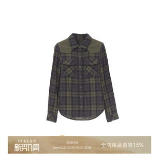 女纯棉修身 衬衫 休闲上衣 纹长袖 GKE谷可C1076复古风格