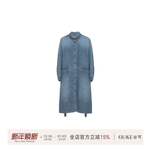谷可S1023牛仔蓝风衣外套2025秋季 休闲女装 新款 百搭长款 时尚 GKE