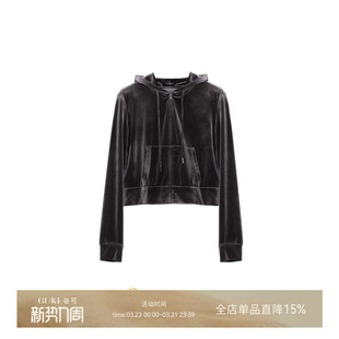 GKE谷可S1129休闲连帽卫衣女灰色拉链开衫 穿搭 直筒型中年春季