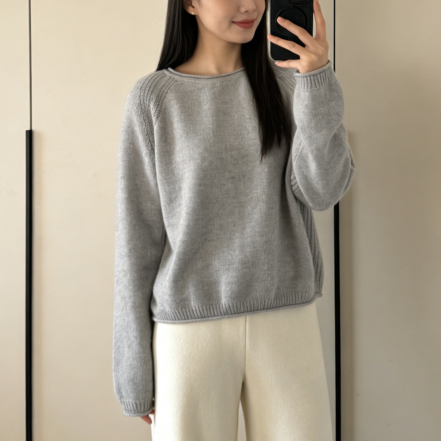 简约圆领羊绒衫女100纯羊绒长袖套头针织衫宽松极简风上衣纯色,女装/女士精品,羊绒衫,淘宝优惠券,粉丝福利购,淘宝优惠卷