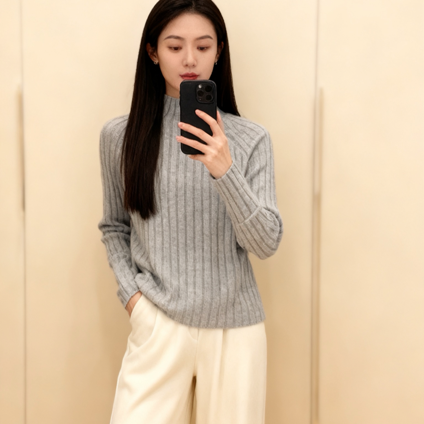 2025秋冬100纯羊绒衫女半高领抽条修身针织衫毛衣淑女百搭打底衫,女装/女士精品,毛针织衫,淘宝优惠券,粉丝福利购,淘宝优惠卷