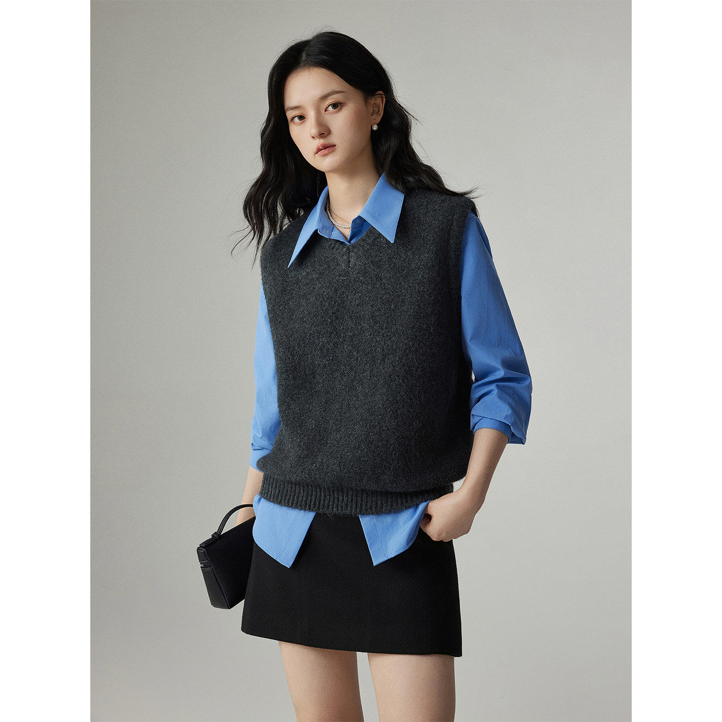 「娅可家」穿搭天菜 韩系叠穿针织马甲女春秋显瘦深灰色毛衣背心,个性定制/设计服务/DIY,棉服工装,淘宝优惠券,粉丝福利购,淘宝优惠卷