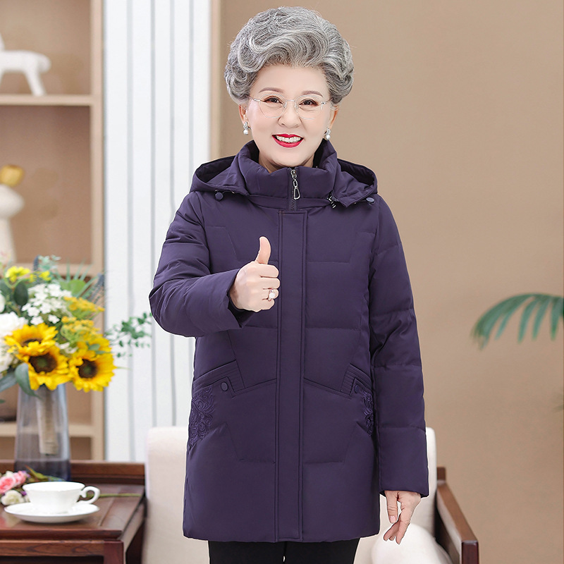2025新款中老年人羽绒服女中长款大码妈妈装冬装加厚外套