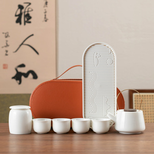 一壶四杯便携式 羊脂玉瓷旅行茶具套装 快客杯户外露营公司礼品定制