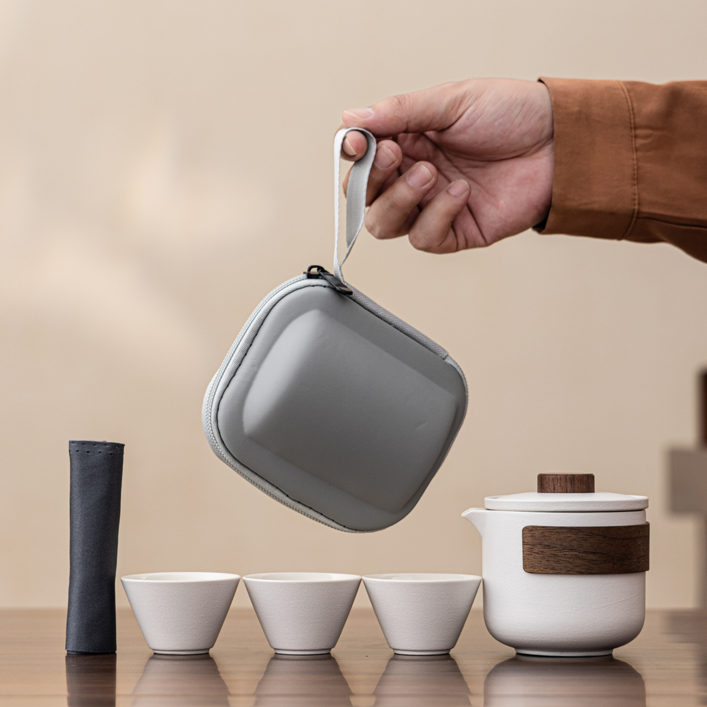 新款便携户外露营旅行茶具套装一壶二杯快客杯随身泡茶器公司礼品