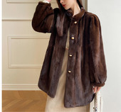 豪门阔太中古貂环保皮草女整貂中长款 天鹅绒貂皮大衣气质名媛