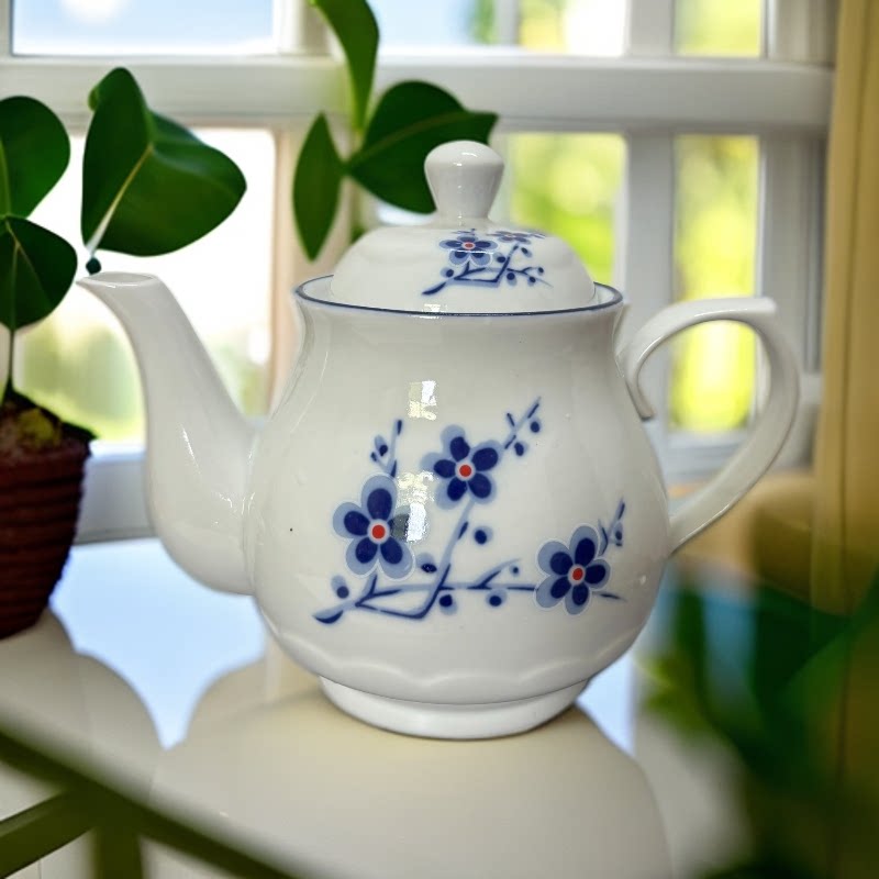 家用餐饮大号耐热陶瓷茶水壶单壶过滤泡茶壶客厅待客凉开水壶青花