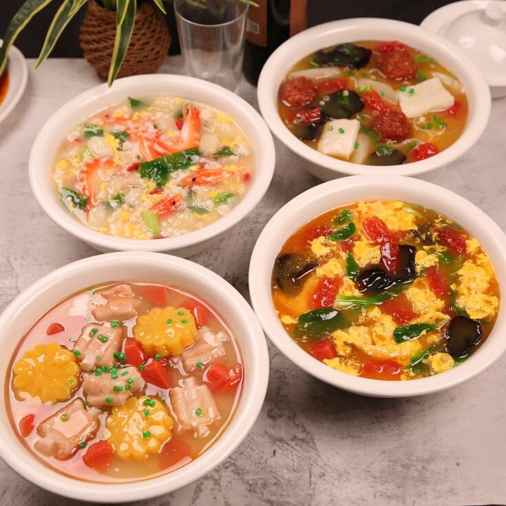 仿真玉米排骨汤模型假菜食物样品海鲜粥道具树脂汤羹工艺品展示菜