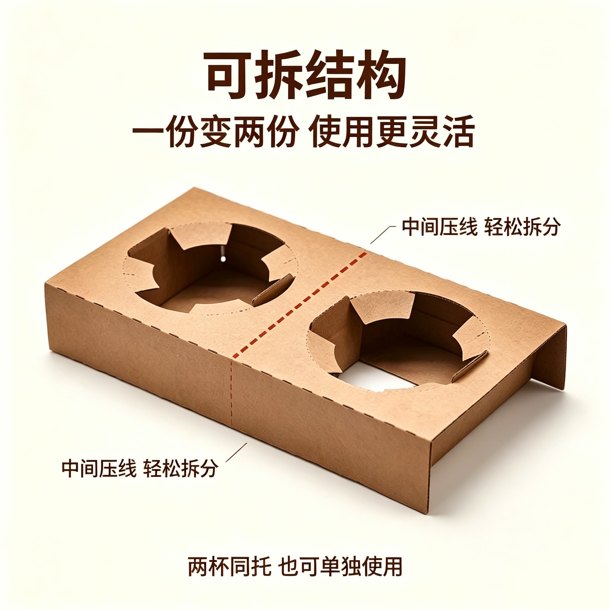 特惠款加高包邮简约一次性奶茶咖啡饮料果汁外卖瓦楞纸单双四杯托