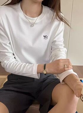 JTENGC吉藤2025秋冬新款时尚刺绣小标圆领长袖宽松T恤女上衣潮228