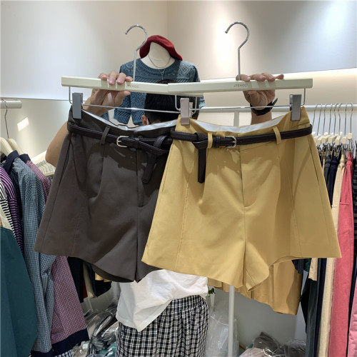 纯色休闲西装阔腿短裤女秋季潮