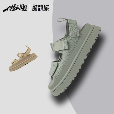 UGG GOLDENGLOW EMBOSSED鳄鱼纹漏趾魔术贴沙滩凉鞋1175311-ART