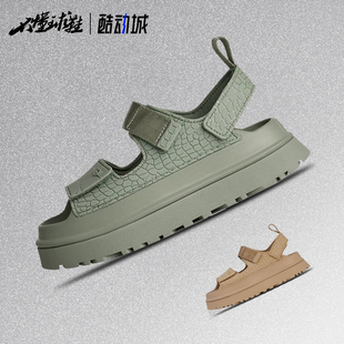 UGG W GOLDENGLOW EMBOSSED鳄鱼纹漏趾魔术贴沙滩凉鞋1175311-ART